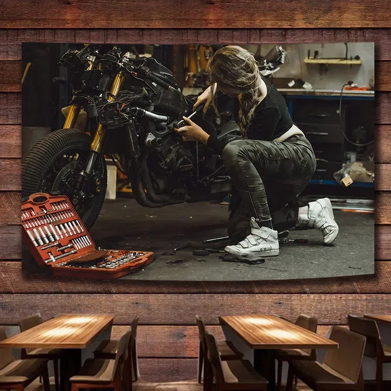 Auto Repair Shop Banners - خمر خدمة الدراجات النارية وإصلاح ملصق