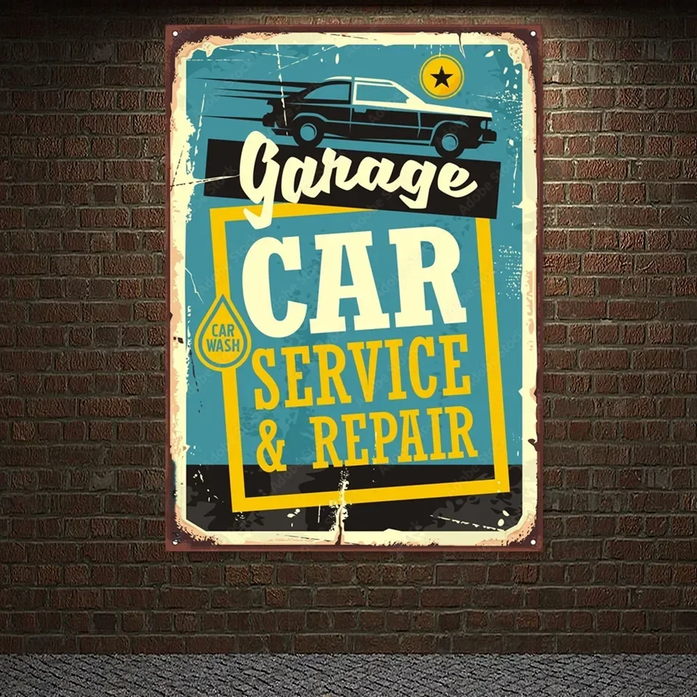 Auto Repair Shop Banners - لافتة/ملصق جداري بتصميم عتيق لخدمة وإصلاح
