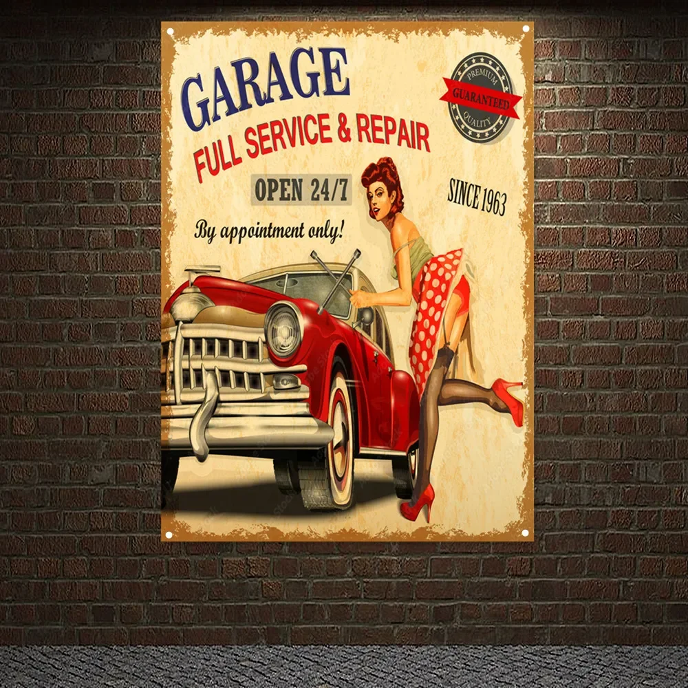 Auto Repair Shop Banners - سيارة عتيقة خدمة كاملة وإصلاح ملصق