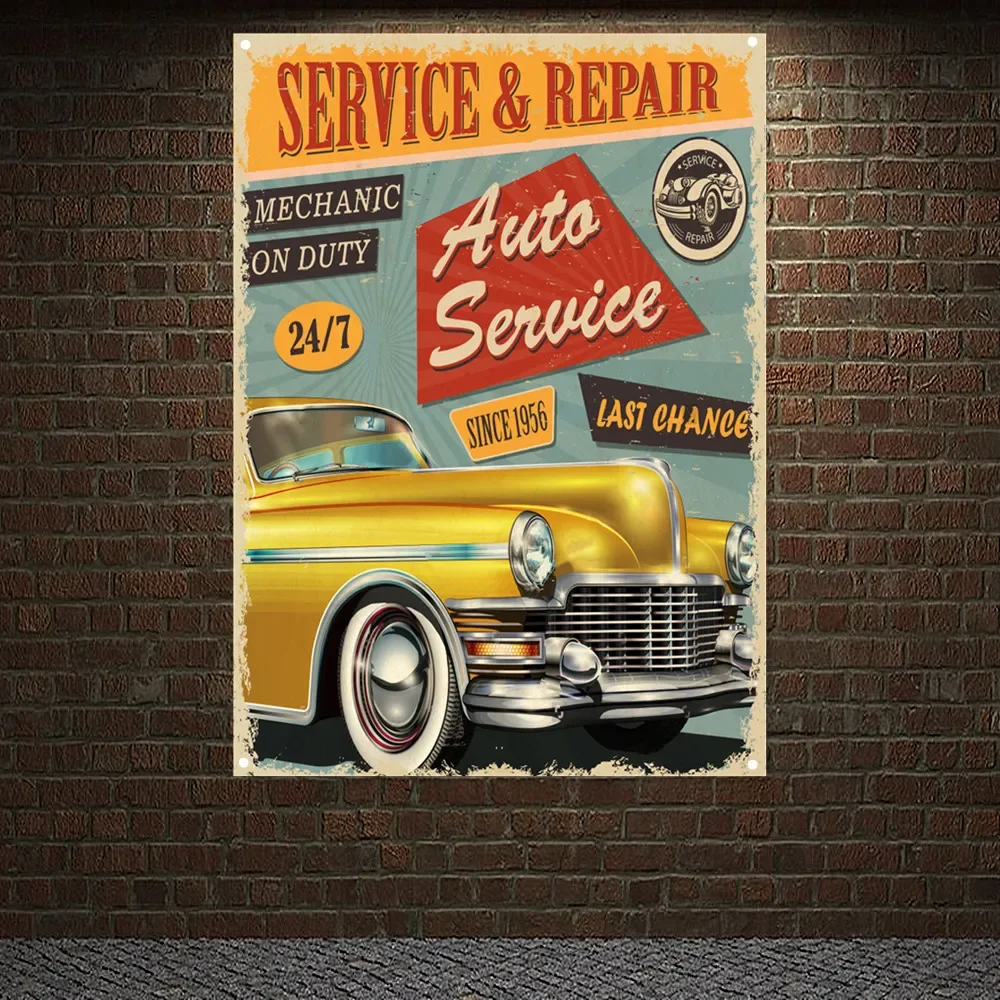 Auto Repair Shop Banners - خمر خدمة السيارات وإصلاح جدار الفن