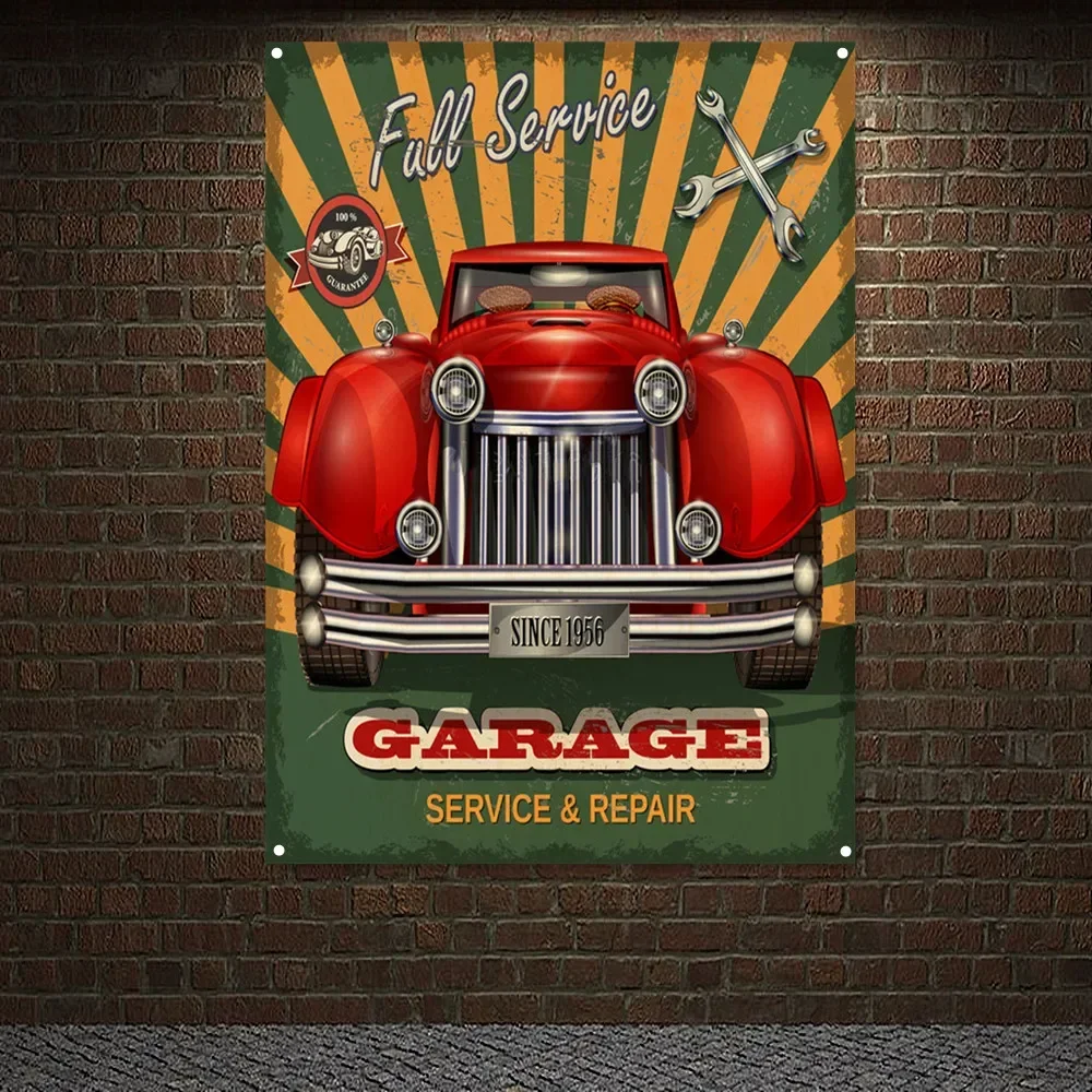 ملصق فني بتصميم عتيق لخدمة وإص - مراجعة Auto Repair Shop Banners وسعره